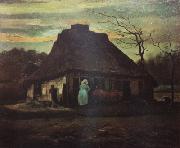 Vincent Van Gogh Cottage at Nightfall (nn04) Sweden oil painting reproduction